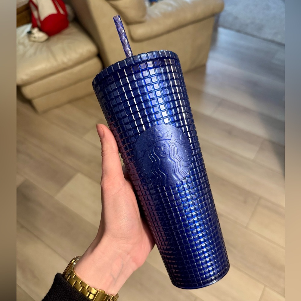 NWT Starbucks Cobalt Blue Pearl Grid Glitter Tumbler Venti 24oz